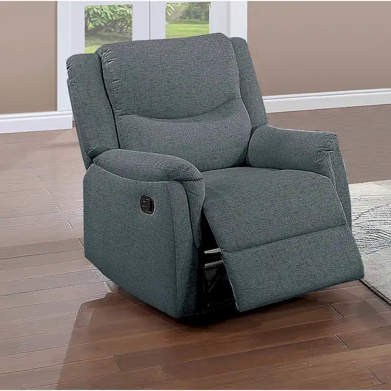 Fauteuil inclinable manuel gris foncé/os avec accoudoirs et appui-tête moelleux, simple