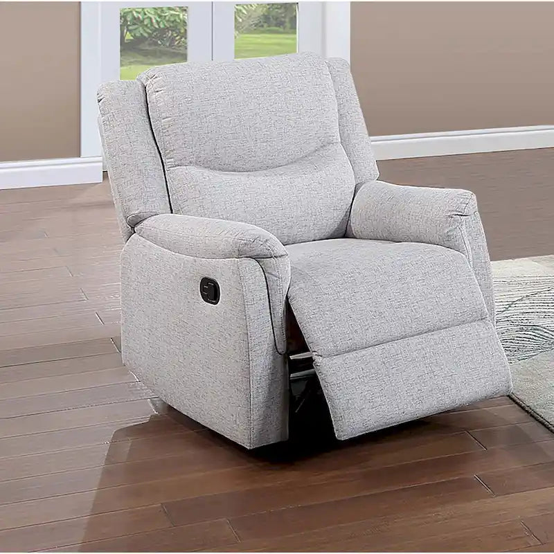 Fauteuil inclinable manuel gris foncé/os avec accoudoirs et appui-tête moelleux, simple