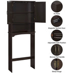 Étagère de rangement sur toilettes avec étagères réglables et porte d'armoire, gris / expresso / bleu marine / blanc
