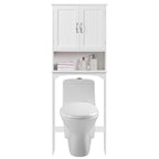Étagère de rangement sur toilettes avec étagères réglables et porte d'armoire, gris / expresso / bleu marine / blanc