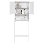 Étagère de rangement sur toilettes avec étagères réglables et porte d'armoire, gris / expresso / bleu marine / blanc