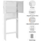 Étagère de rangement sur toilettes avec étagères réglables et porte d'armoire, gris / expresso / bleu marine / blanc