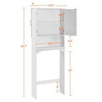 Étagère de rangement sur toilettes avec étagères réglables et porte d'armoire, gris / expresso / bleu marine / blanc