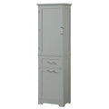 Armoire haute en lin gris / blanc / noir avec 2 tiroirs, étagère réglable et dispositif anti-basculement mural