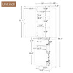 Armoire haute en lin gris / blanc / noir avec 2 tiroirs, étagère réglable et dispositif anti-basculement mural