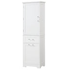 Armoire haute en lin gris / blanc / noir avec 2 tiroirs, étagère réglable et dispositif anti-basculement mural