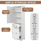 Armoire haute en lin gris / blanc / noir avec 2 tiroirs, étagère réglable et dispositif anti-basculement mural