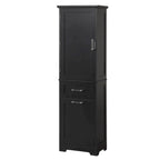 Armoire haute en lin gris / blanc / noir avec 2 tiroirs, étagère réglable et dispositif anti-basculement mural