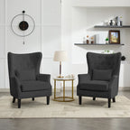 Fauteuil cabriolet en velours côtelé bleu myrtille / noir / blanc crème avec capitonnage et pieds en bois d'hévéa, simple