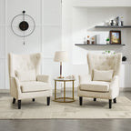 Fauteuil cabriolet en velours côtelé bleu myrtille / noir / blanc crème avec capitonnage et pieds en bois d'hévéa, simple