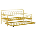 Lit de repos double en métal avec lit gigogne et roulettes verrouillables, doré, pour 2