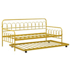 Lit de repos double en métal avec lit gigogne et roulettes verrouillables, doré, pour 2