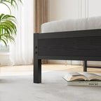 Lit plateforme Queen avec tête de lit de rangement et station de charge, Noir, Pour 2