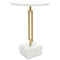 Table d'appoint ronde en marbre blanc avec support en métal doré