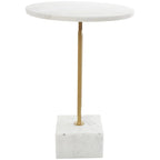 Table d'appoint ronde en marbre blanc avec support en métal doré