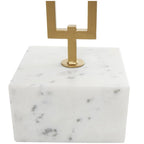 Table d'appoint ronde en marbre blanc avec support en métal doré