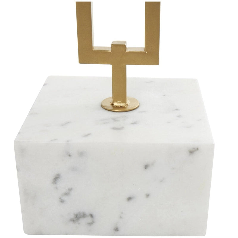 Table d'appoint ronde en marbre blanc avec support en métal doré